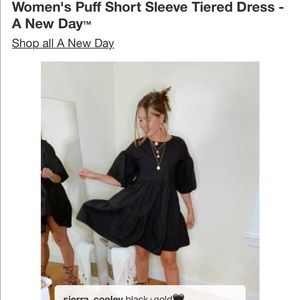 Puff sleeve linen dress